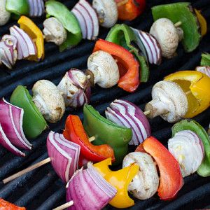 Vegetable Skewers Grilled Using Churrasco Method